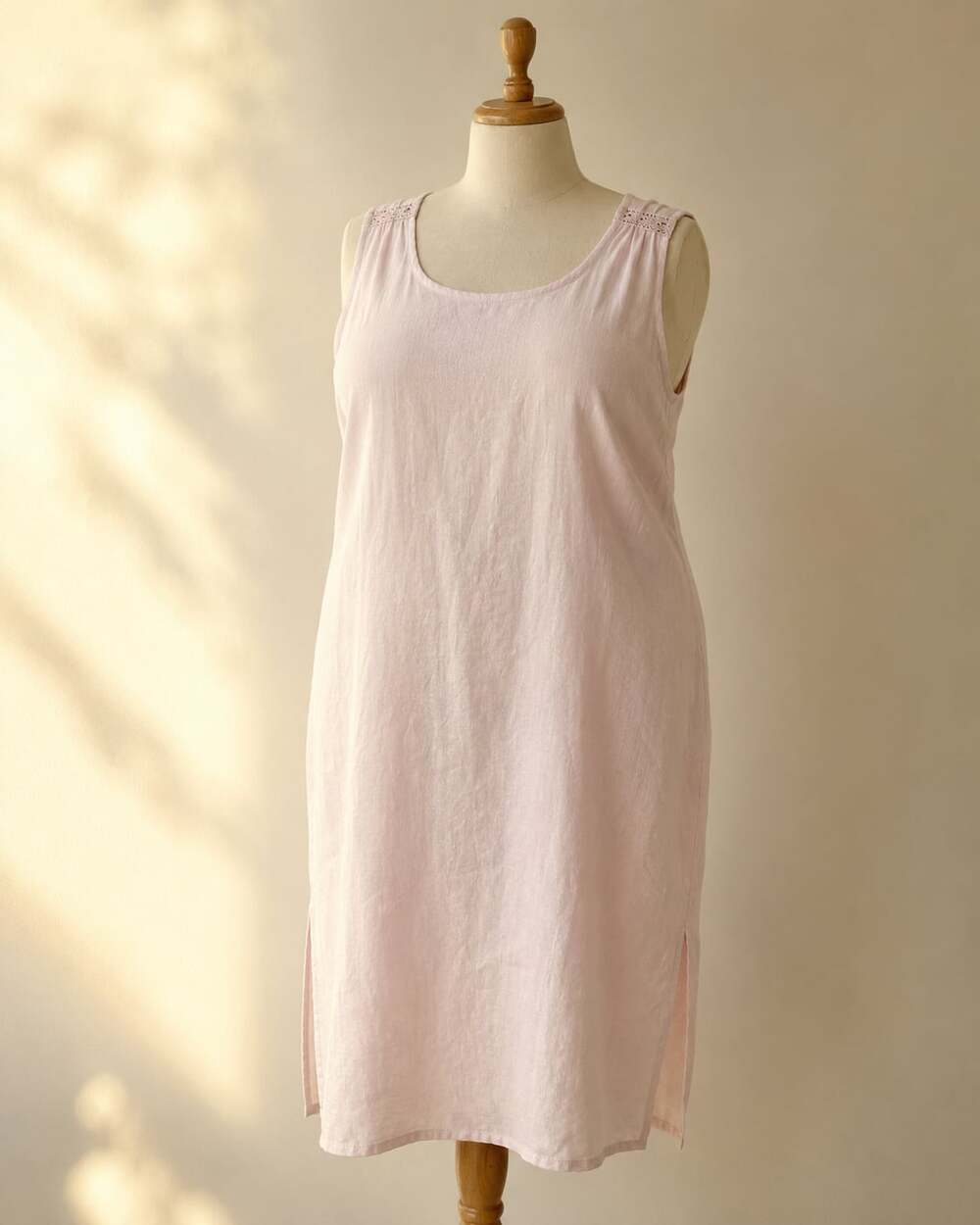 100% Linen Pink Shift Midi Dress Plus Size Sleeveless 20W Coastal